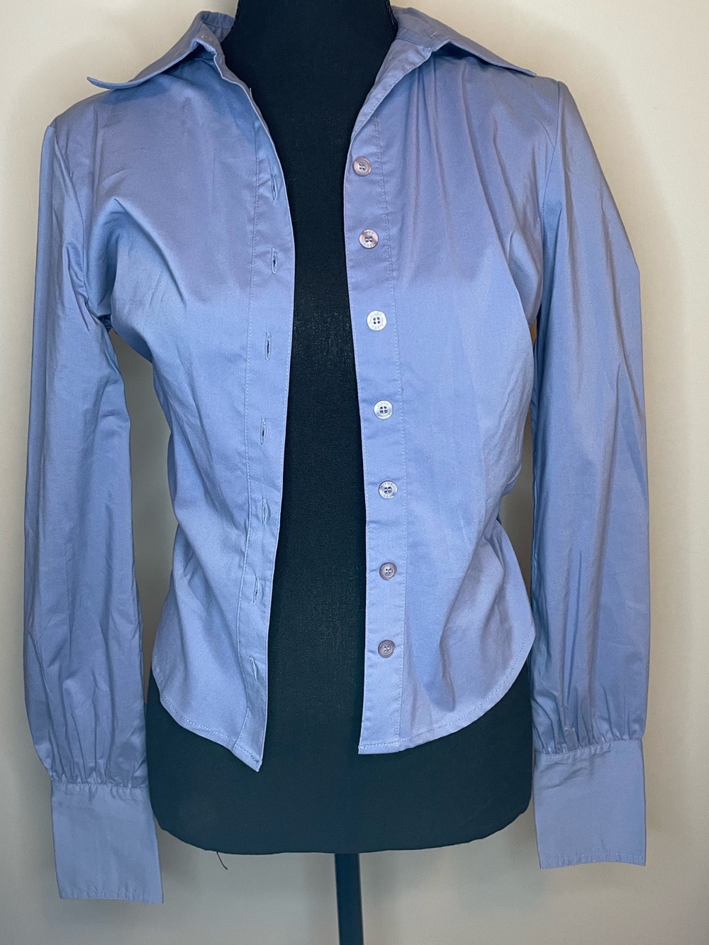 Bisou Bisou Light Blue Fitted Button-Down Shirt